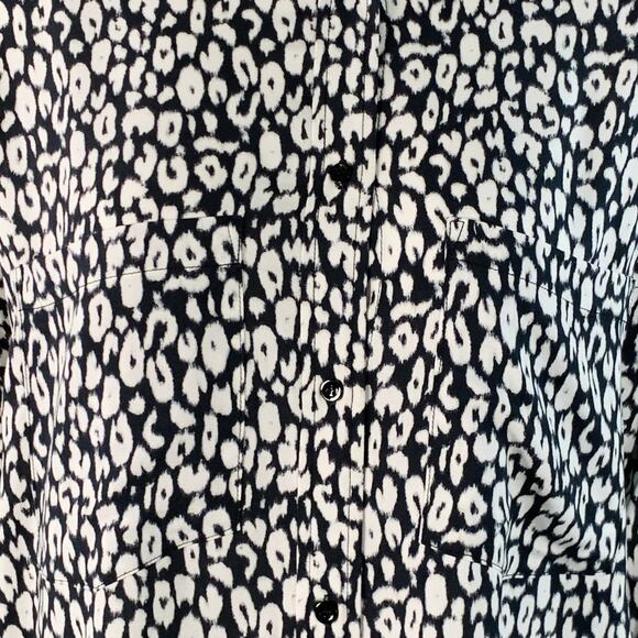 IRO Size 4 Black White Rayon Animal Print Two Pockets Shirt - Picture 2 of 8